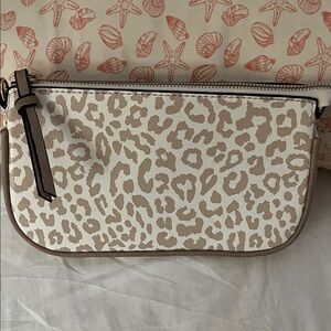 Chic Leopard Print Clutch in Cream and Brown
